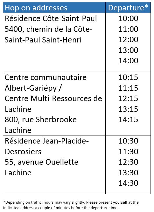 Shuttle schedule