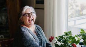 A resident and her favorite pastime at Saint-Eugène