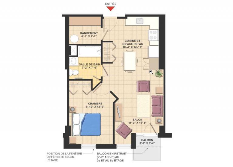 Plan appartement 3 1/2 - Résidence Le Mile-End