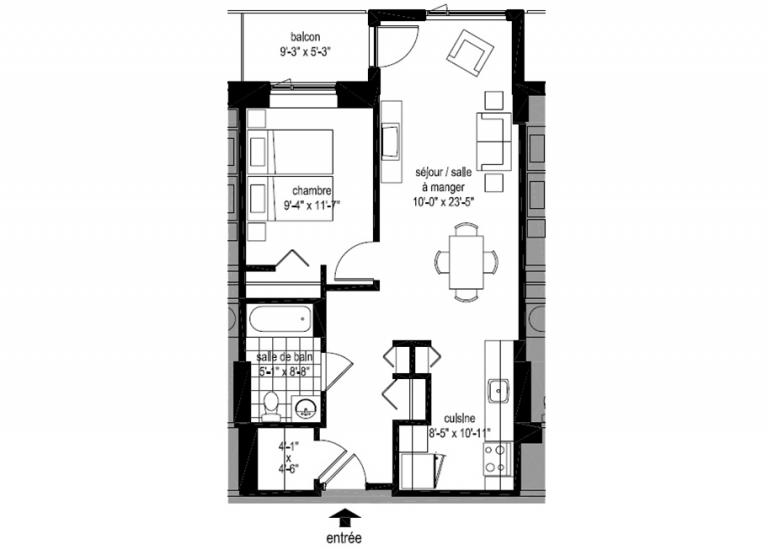 Plan appartement 3 1/2 - Résidence Côte-Saint-Paul