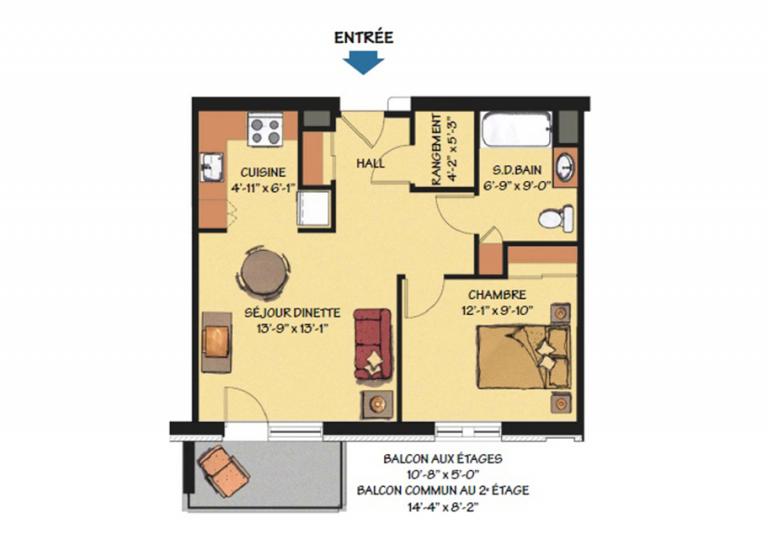 Plan appartement 3 ½ Résidence Lionel-Bourdon
