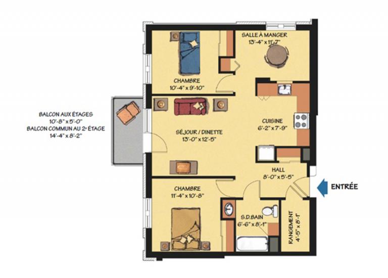 Plan appartement 4 ½ à Lionel-Bourdon