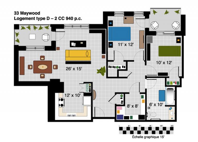 Plan appartement 4 1/2 à Maywood