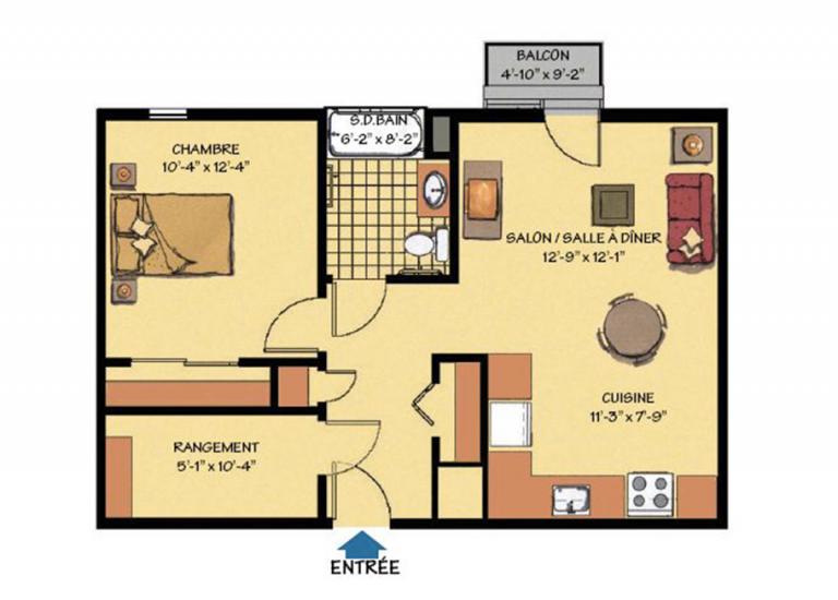 Plan appartement 3 1/2 Saint-Eugène