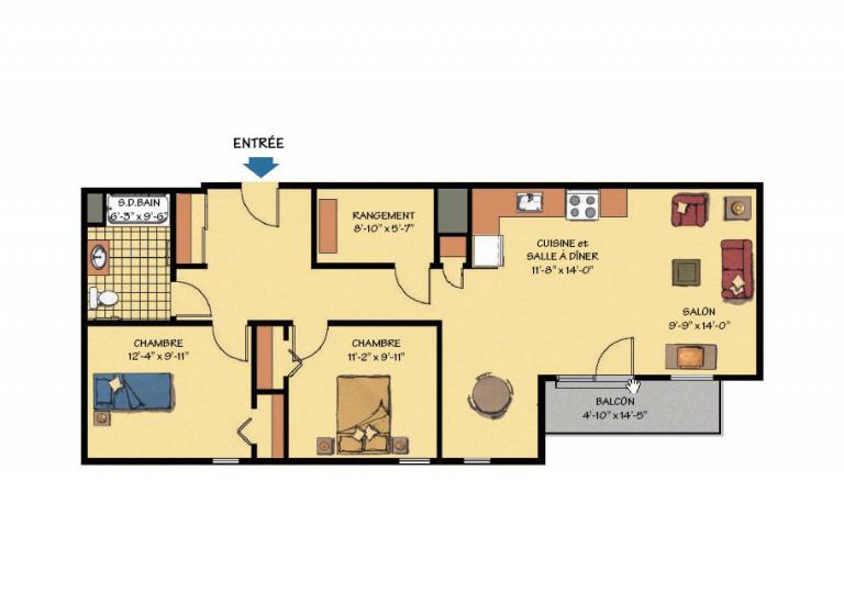 Plan appartement 4 1/2 Saint-Eugène