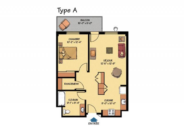 Plan appartement 3 1/2- Résidence Jean-Placide-Desrosiers